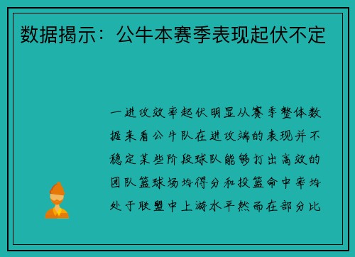 数据揭示：公牛本赛季表现起伏不定